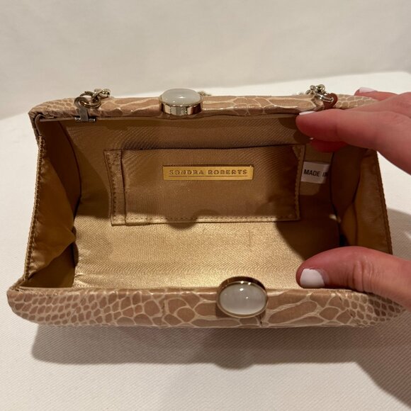 Sondra Roberts Nude Embossed Clutch with Pearl Closure - Picture 5 of 9